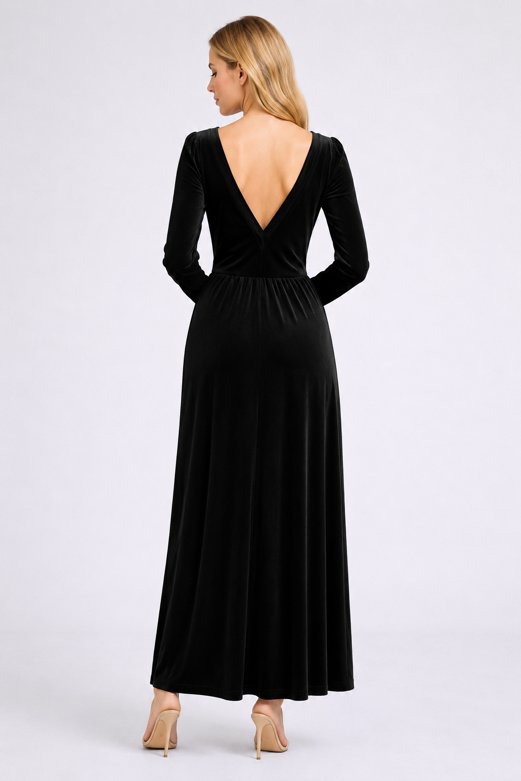 Noir Velvet Midi Dress