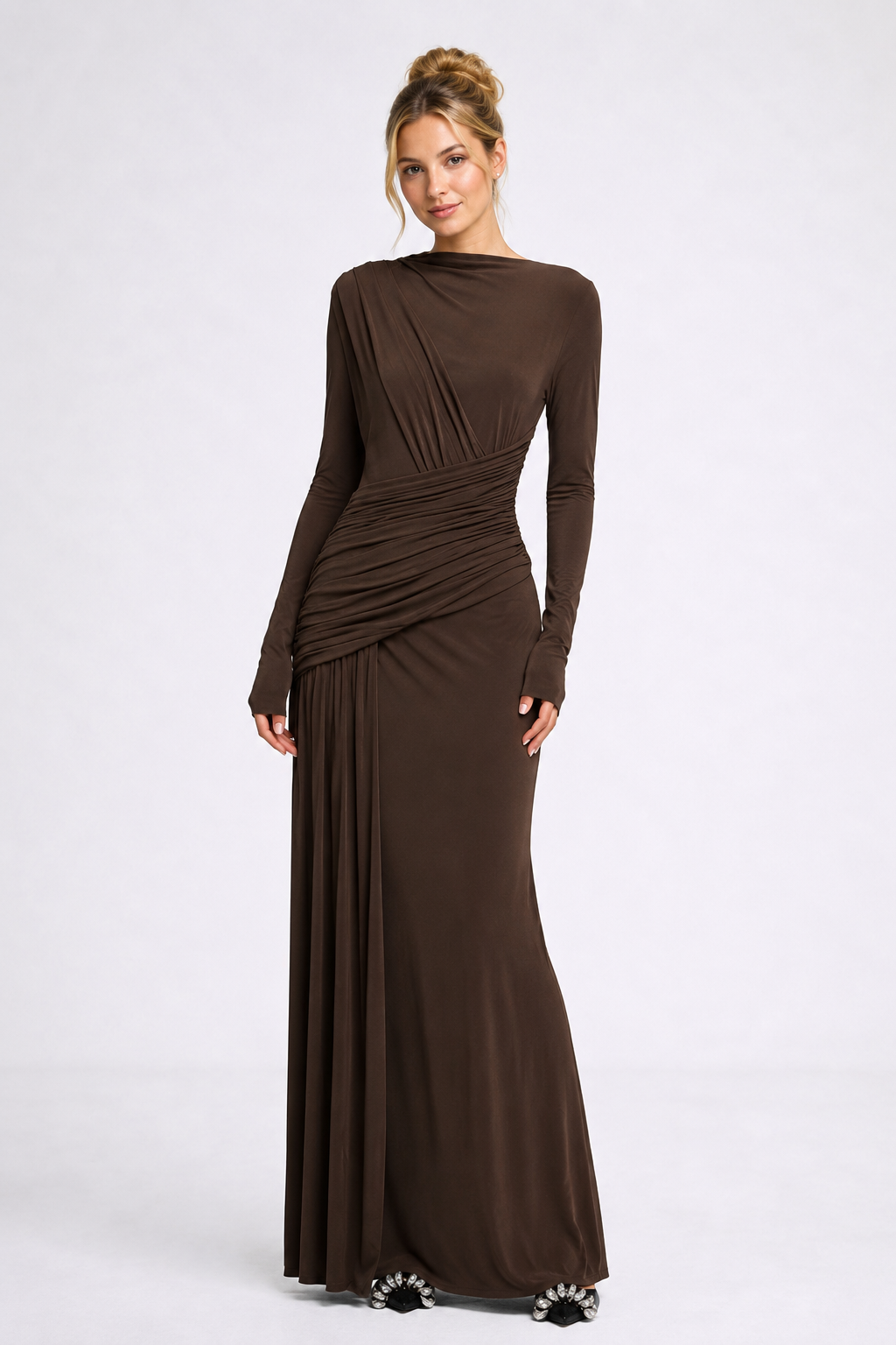 Elara Ruched Maxi Dress