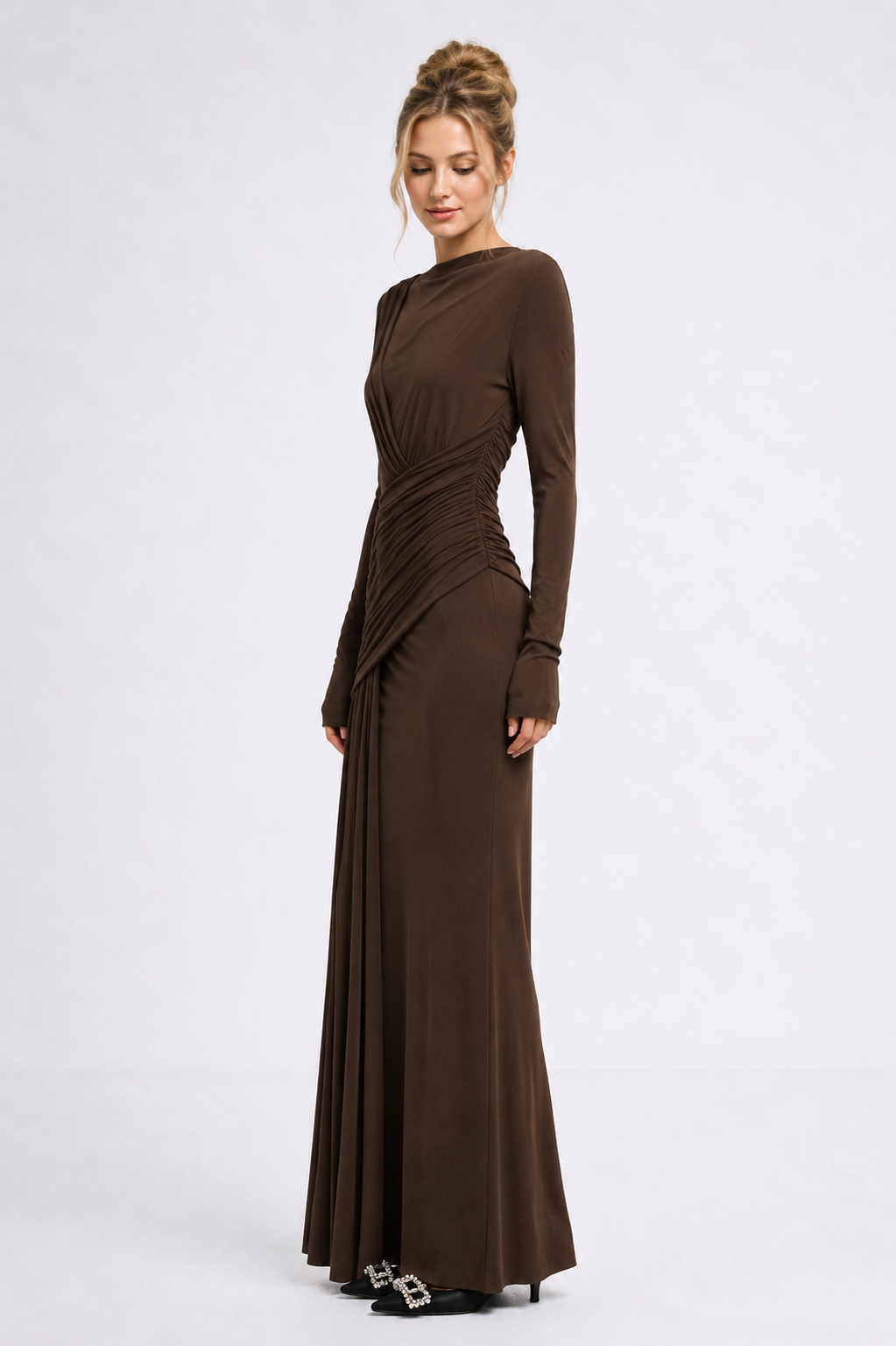 Elara Ruched Maxi Dress