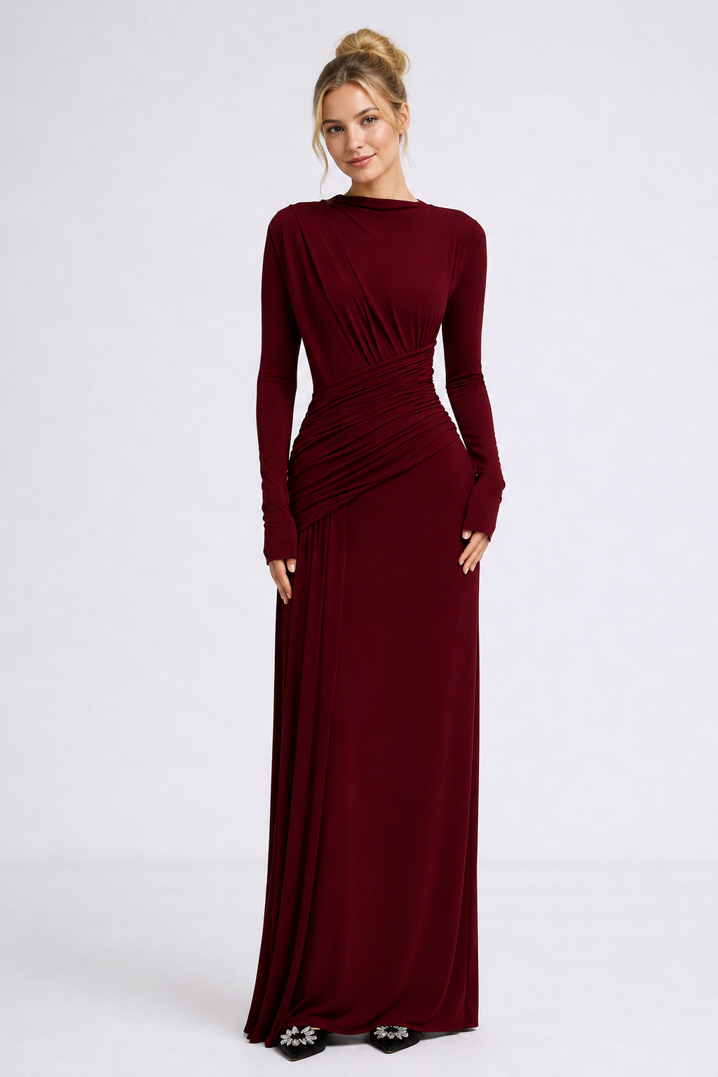 Elara Ruched Maxi Dress