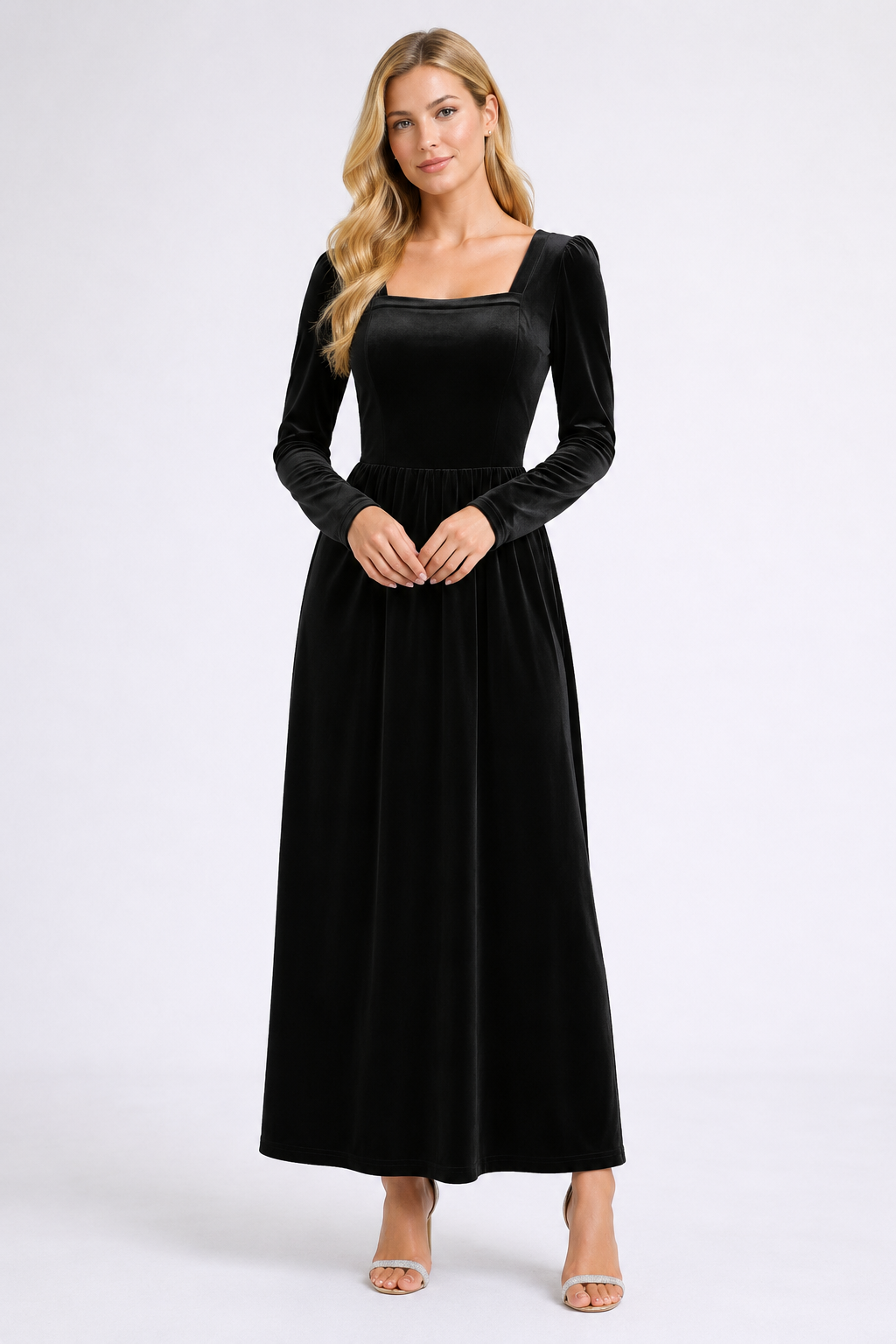Noir Velvet Midi Dress