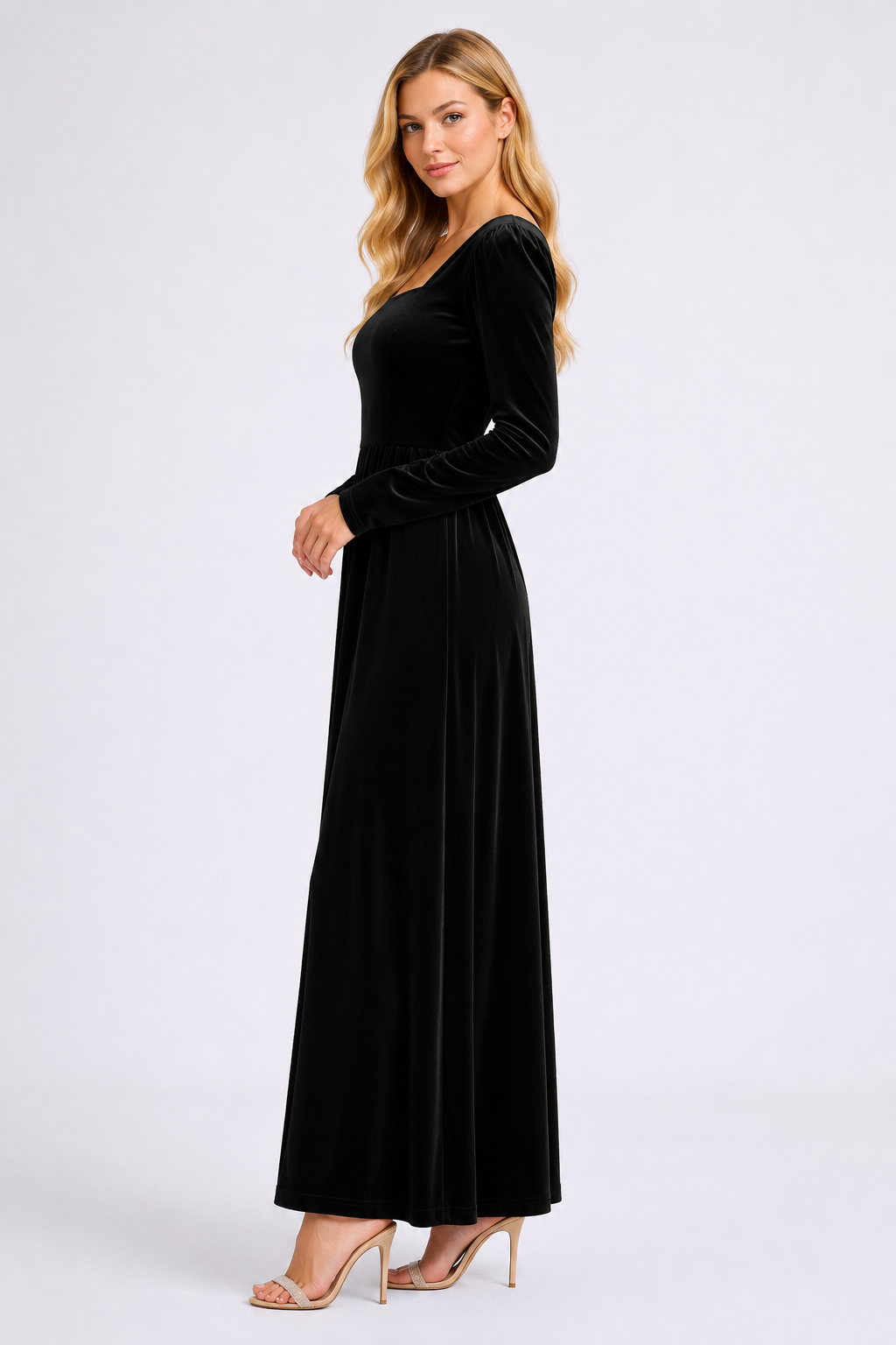 Noir Velvet Midi Dress