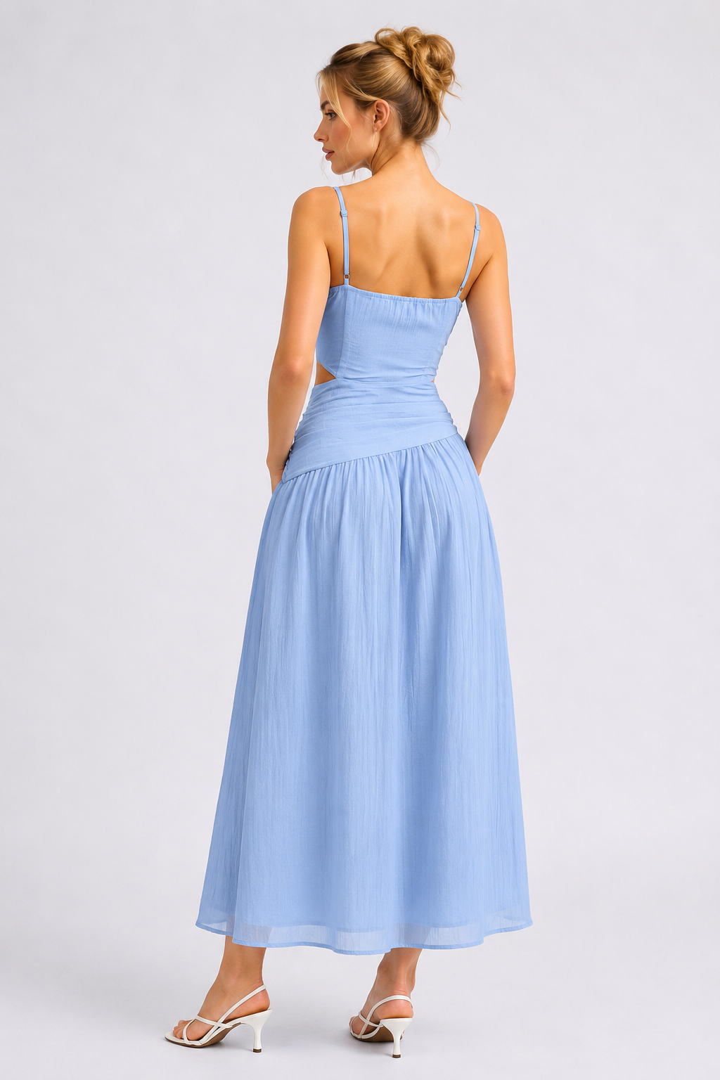 Vivienne One-Shoulder Midi Dress Light Blue