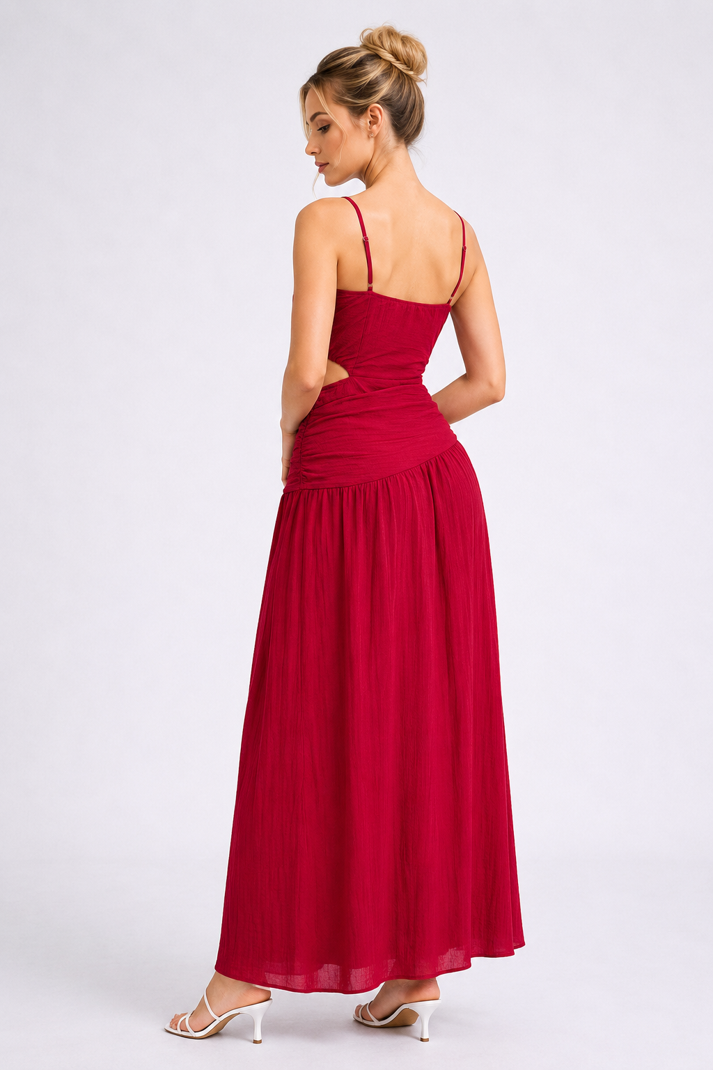 Vivienne One-Shoulder Midi Dress Red