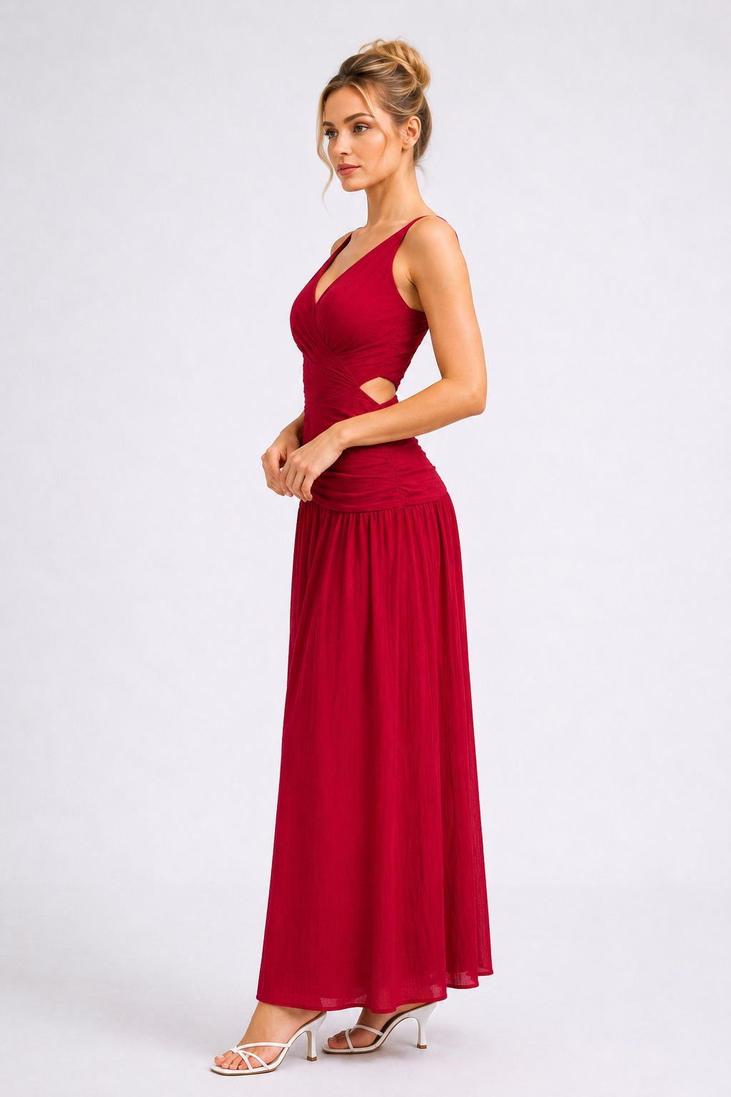 Vivienne One-Shoulder Midi Dress Red