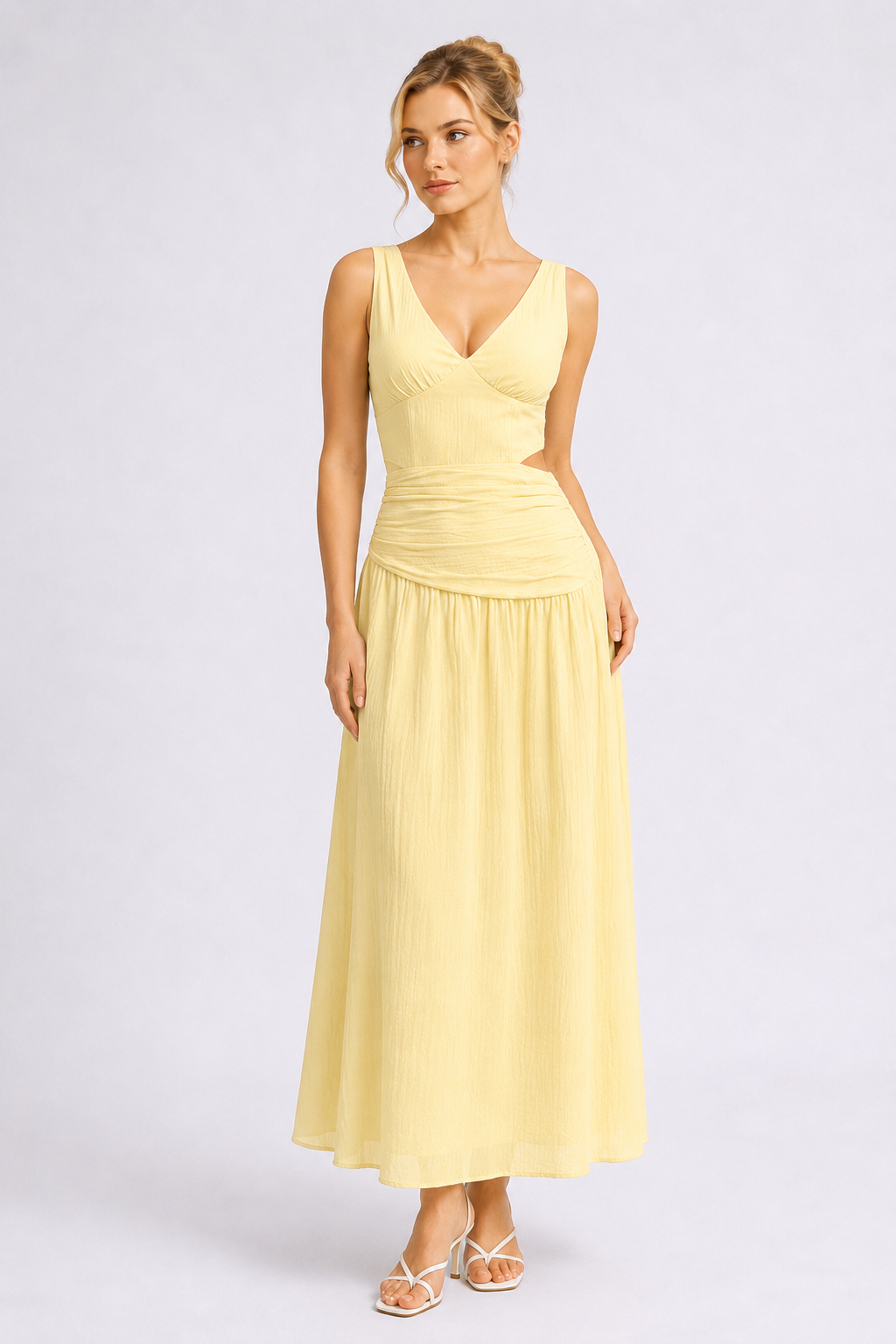 Vivienne One-Shoulder Midi Dress Yellow