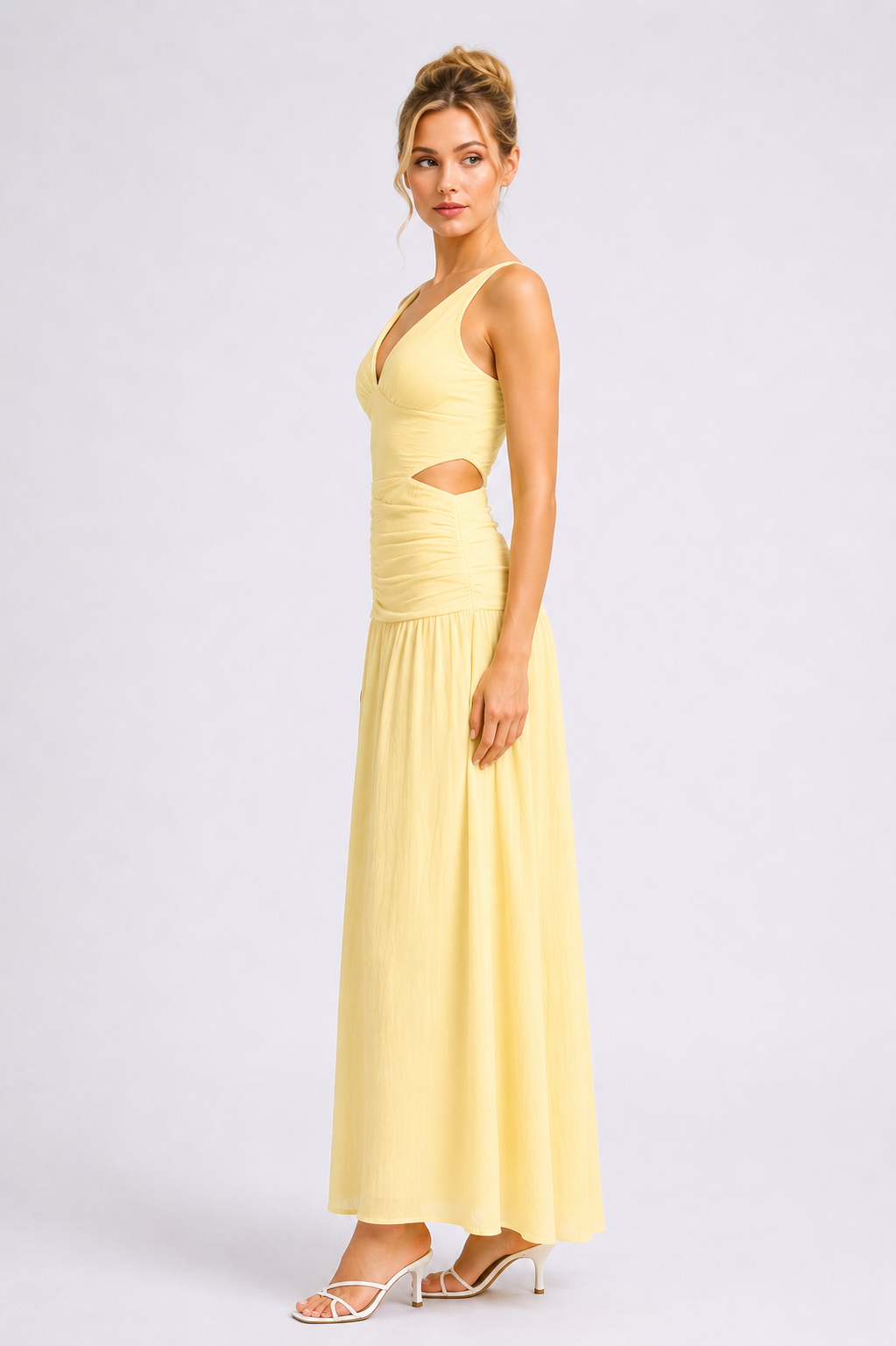 Vivienne One-Shoulder Midi Dress Yellow